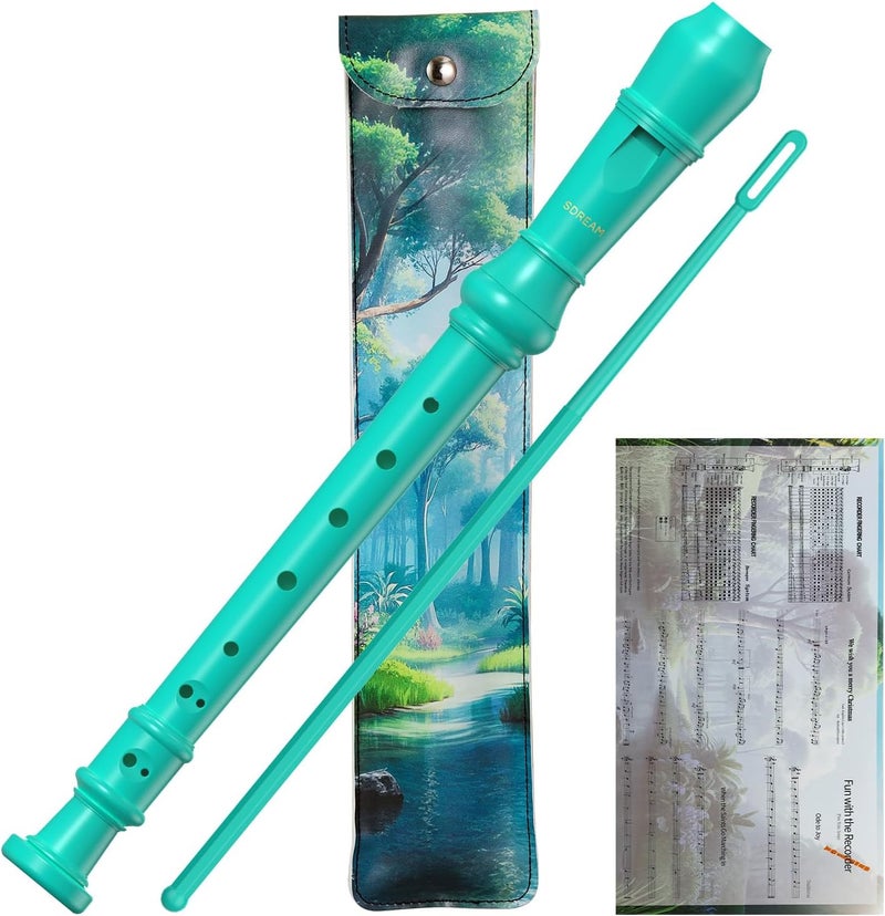 SDREAM Soprano Recorder Instrument For Kids - German Fingering 8 Hole Beginner Music Recorder Flute With Cleaning Rod, Leather Packaging & Fingering Chart - Image 1